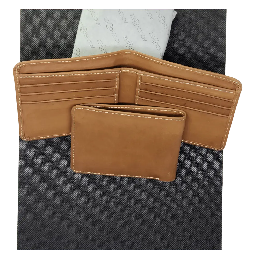 Brown Leather Wallet with Black Stripe