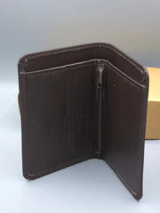 Brown leather wallet on a white background
